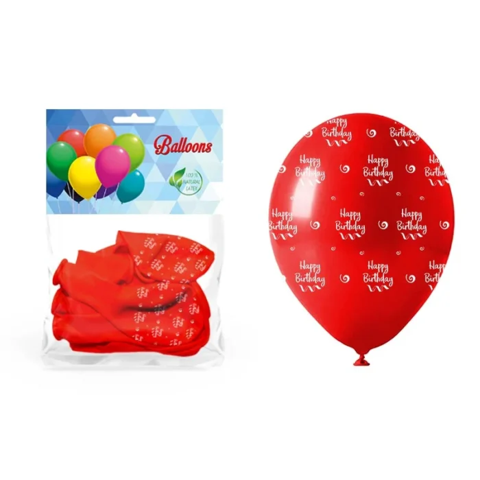 Balony z nadrukiem Happy Birthday 5 szt