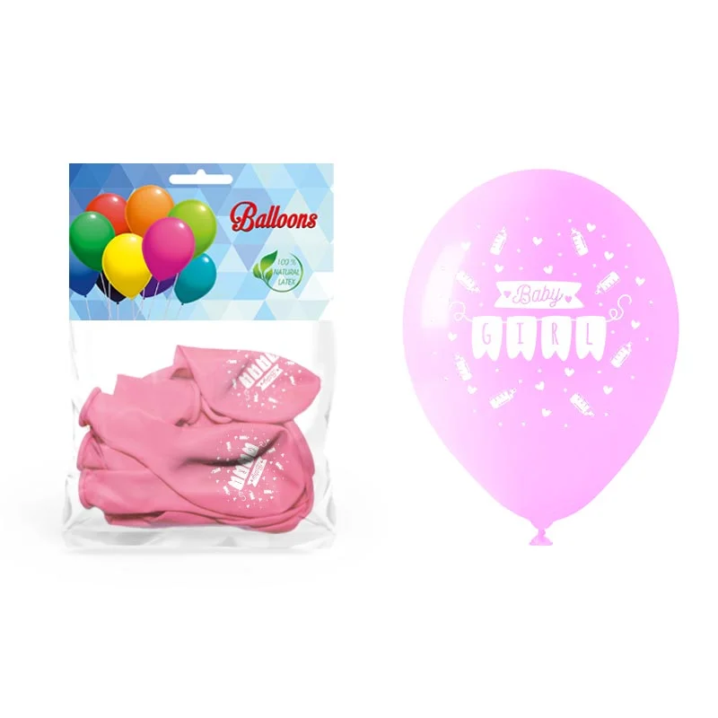 Balony z nadrukiem Baby Girl 5 szt