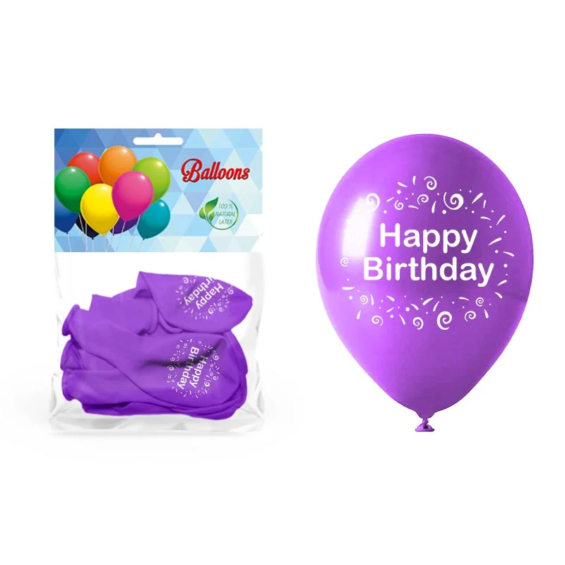 Balony z nadrukiem Happy Birthday 5 szt